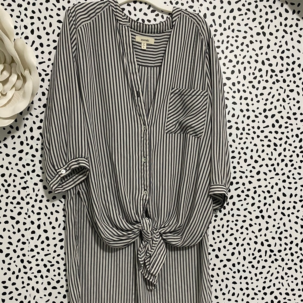 Silky causal striped top